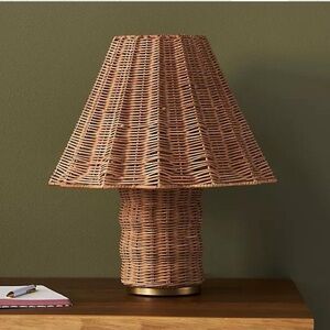 The Anthropologie Sutton Rattan Table LAMP NEW